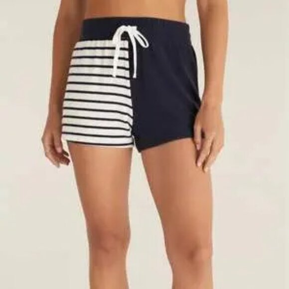 NWT Z Supply Womens Captain Navy Whitte Colorblock Striped Casual Short Size M - Picture 1 of 13